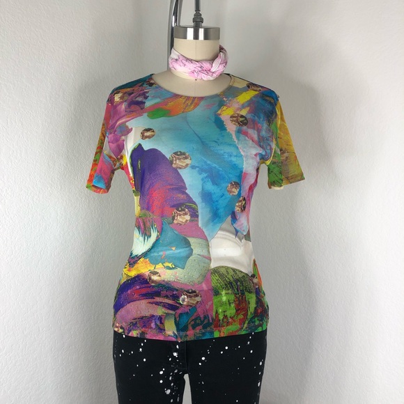 Issey Miyake Tops - Issey Miyake Sheer Abstract Mesh 90's Tee Top Blou